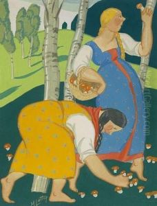 Mushroom Picking by Mikhail Pelopidovich Latri