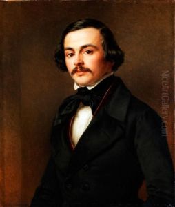 Portrait Eines Jungen Mannes Mithalstuch by Richard Lauchert