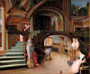 Interno Di Palazzo Borghese Con Personaggi by James Eckford Lauder