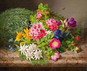 Stillleben Mit Alpenblumen by Josef Lauer