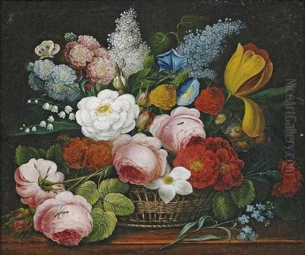 Still-life Withflowers In A Basket. - view 1