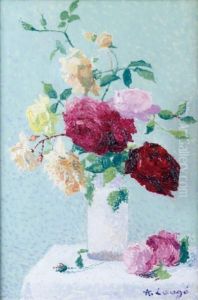 Vase De Roses by Achille Lauge