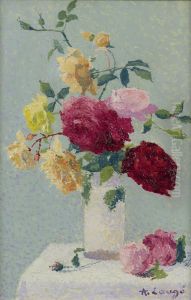 Bouquet De Roses Dans Un Vase by Achille Lauge