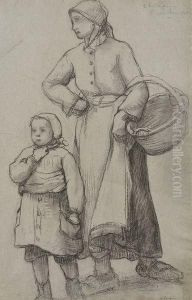 Mere Et Fille by Desire Francois Laugee