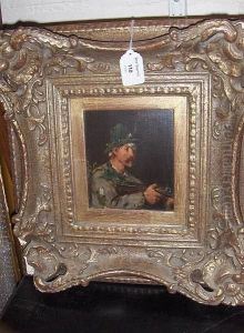 Portrait Study Of A Huntsman With A Rifle