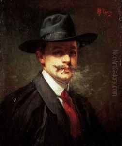 Portrait D'homme A La Cigarette by Albert F. Laurens