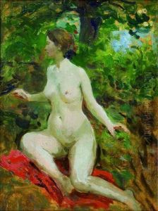 Nu Au Jardin. by Paul-Albert Laurens