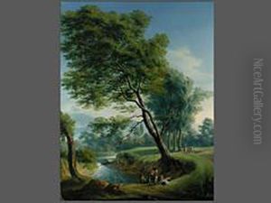 Angler Am Fluss by Jean Antoine Laurent