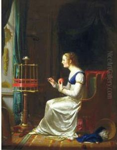 Une Jeune Personne Devidant De La Soie by Jean Antoine Laurent