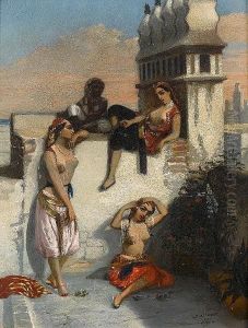 On A Terrace In Algiers by Emmanuel Joseph Lauret