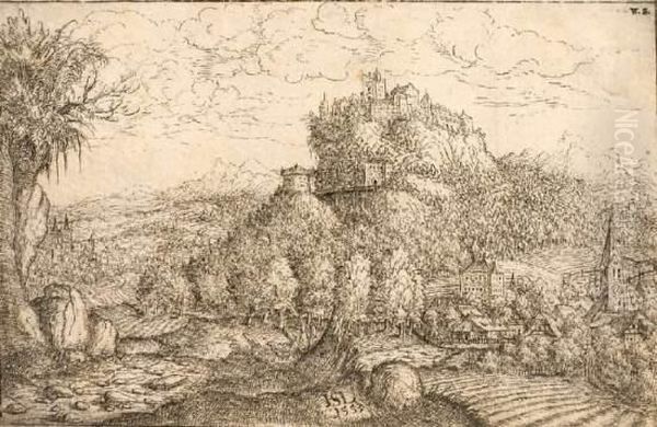 Landschaft Mit Burg Und Stadtansicht - view 1