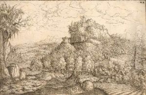 Landschaft Mit Burg Und Stadtansicht by Hans Sebald Lautensack