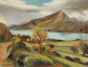 Lac Au Pied De La Montagne. by Louis Alphonse Abel Lauvray