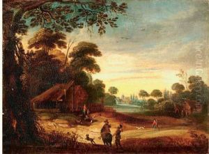 Cavalier En Vue D'une Chaumiere by Balthasar Lauwers