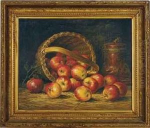 Still Life Of A Basket Of Apples by August Laux