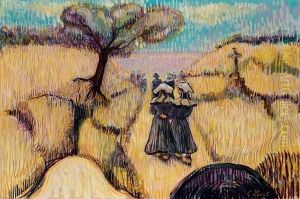 Bretons Se Promenant by Charles Laval