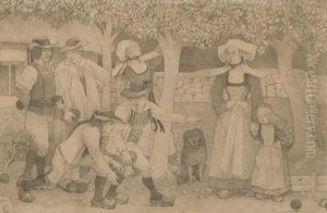 Les Joueurs De Petanque En Bretagne by Charles Laval