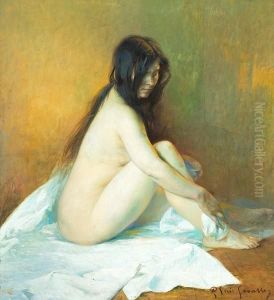 A Sitting Naked Woman by Alexandre Claude L. Lavalley