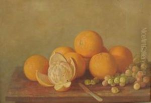 Still Life Withoranges And Grapes On A Table by Jonas Joseph LaValley