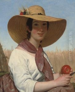 Girl In A Straw Hat by Alphonse Lavauden Lavaudan