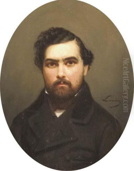 Portrait D'homme En Habit Noir Dans Un Oval Feint - view 1