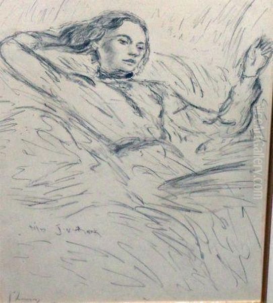 Study Of A Young Lady Reclined - view 1