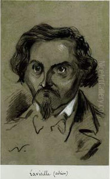 Dessin Au Fusain Et A L'estompe Rehausse De Gouache, Signe De L'initiale En Bas A Gauche. - view 1