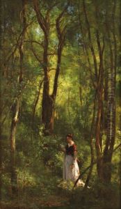 La Liseuse Sous Bois by Eugene Antoine Samuel Lavieille