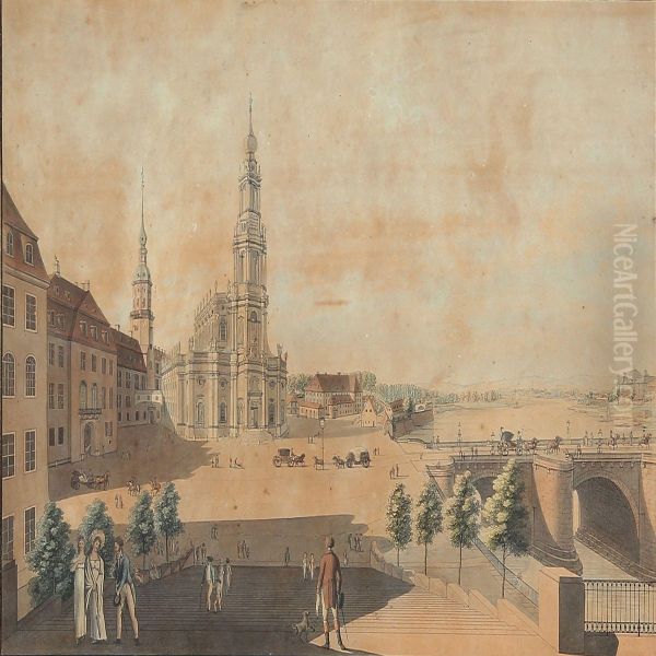 Dresden Von Der Grossen Treppe Des Bruhlschen Gartens Aus - view 1