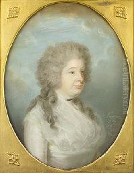 Half Length Portrait Of A Lady In A White Dress - view 1