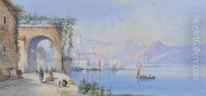 Buildings On The Banks Of Lake Como by Sydney Lawrence