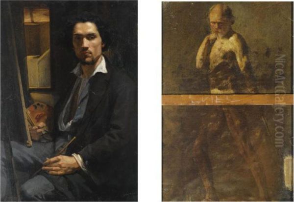 The Artist In His Studio (recto); A Study Of A Full Lenght Male Nude - view 1