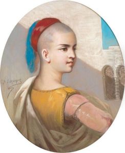 Jeune Garcon Au Turban Rouge by Jean Raymond Hippolyte Lazerges
