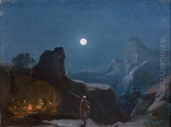 Campement Au Clair De Lune Dans La Campagne Algerienne - view 1