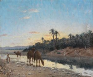 Les Chameliers by Jean Baptiste Paul Lazerges