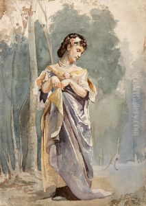 Junge Dame Im Park by Jean Baptiste Paul Lazerges