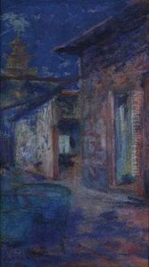 Nocturno Oleo Sobre Carton Original by Alfredo Lazzari