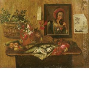 Natura Morta Con Pesci, Fiori E Crostacei