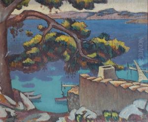 Paysage De Mediterranee by Alcide Le Beau