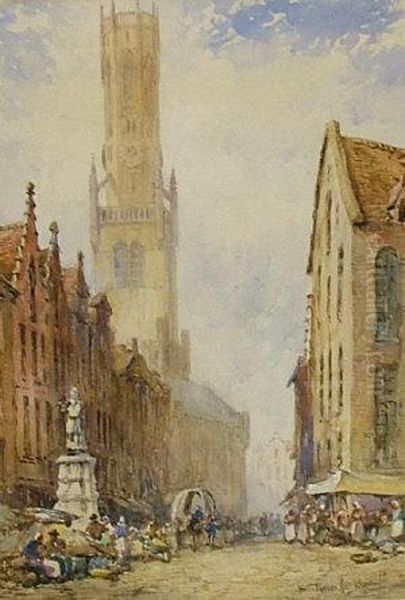 Market Scene In Bruges - view 1