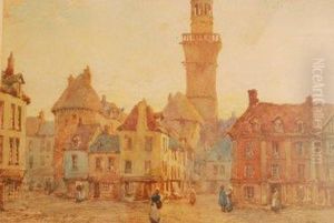 Street Scene At Vire by Pierre Le Boueff