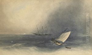 A Merchantman And Fishing Boat In A Squall Off Jersey