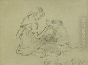 Girl With Pet Dog by Peter La Cave