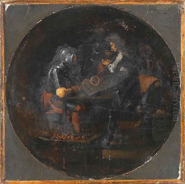 An Interior With Figures Seated At A Table - view 1