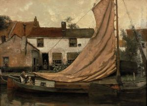 On A Boat by Adolf Le Comte
