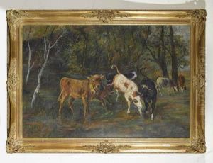 Kuhe Auf Der Weide. by Adolf Le Comte