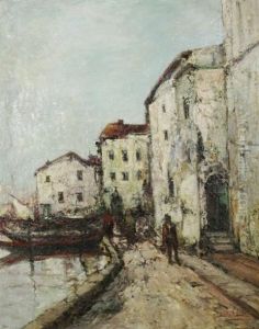 Impressionist Dock And Street Scene by John Le Conte