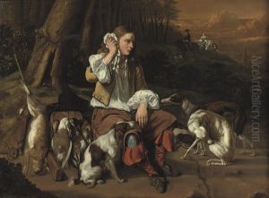 A Young Hunter At Rest In A Landscape by Jan Le Duck Le Ducq