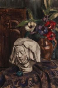 Nature Morte A La Tete Medievale Et Aux Anemones by Henri Le Fauconnier