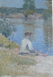 Jeune Garcon Au Bord De L'eau by Jehan Le Liepvre